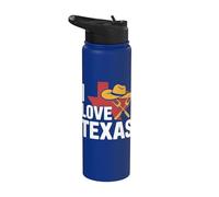 I Love Texas Chapeau de cowboy fourchettes graphique Stainless Steel Insulated Water Bottle