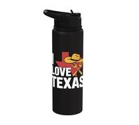 I Love Texas Chapeau de cowboy fourchettes graphique Stainless Steel Insulated Water Bottle