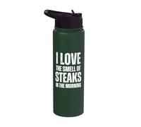 I Love The Smell Of Steaks In The Morning - Funny Sarcastic Stainless Steel Insulated Water Bottle