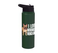 I Love Wrinkly French Girls Bouledogue français grenouille chien Frenchie Stainless Steel Insulated Water Bottle