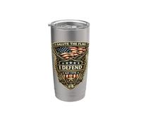 I Salute Flag I Defend Active Duty Patriot 1776 Badge US 250 Gobelet isotherme en acier inoxydable double paroi