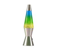 I-TOTAL® - Lampe à lave LED - Design moderne avec effet bulles fluides, basse consommation, lumière LED intégrée, 37 cm (Base Chromee Effet Jaune Bleu)