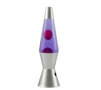 I-TOTAL® - Lampe à lave LED - Design moderne avec effet bulles fluides, basse consommation, lumière LED intégrée, 37 cm (Base Argentée Liquide Violet Cire Rose)