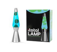 I-TOTAL® - Lampe à Lave Spaceship - Effet Bulles Hypnotisant, Design Rétro et Moderne, Lampe Décorative Colorée avec Cire en Mouvement (Base Argentee Liquide Bleu Cire Vert)