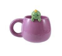 I-TOTAL® - Tasse en céramique avec animal en céramique sur le bord, tasse à thé ou café (HELLO DINO)