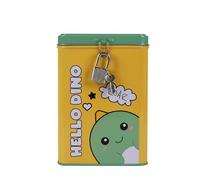 I-TOTAL® - Tirelire drôle avec Cadenas et clés/Porte-Monnaie en métal avec Fermeture (Hello Dino)