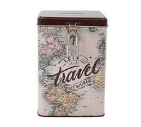 I-TOTAL® - Tirelire drôle avec Cadenas et clés/Porte-Monnaie en métal avec Fermeture (Old Map)