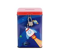 I-TOTAL® - Tirelire drôle avec Cadenas et clés/Porte-Monnaie en métal avec Fermeture (Space Adventure)