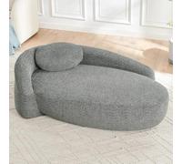I0I&I0I Canapé minimaliste en peluche avec design rond rembourré doux, coussin, polyvalent pour salon, chambre à coucher et studio (gris foncé + peluche + 1 siège + mousse)