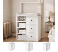 I0I&I0I Commode à langer pour bébé avec matelas à langer amovible multifonction avec tiroirs et espace de rangement pour chambre de bébé (table à langer, 82 x 50 x 100 cm-3)