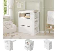 I0I&I0I Commode à langer pour bébé avec matelas à langer amovible multifonction avec tiroirs et espace de rangement pour chambre de bébé (table à langer, 82 x 50 x 100 cm)