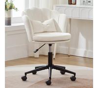 I0I&I0I Fauteuil moderne en velours avec dossier en pétale, chaise de baignoire rembourrée, pieds en métal doré, coussin papillon pour salon et chambre à coucher (beige + velours-4)