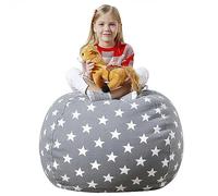 Ianulus Sac Rangement Jouet Peluche, Pouf Enfant Pliable, Toile avec Fermeture Éclair (Gris Étoilé, 24in)