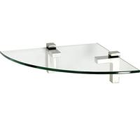 IB-Style - étagère Murale en Verre | 36 Variations | Tablette de Coin - 350 x 350 x 6 mm satiné + Clips Quadro chromé