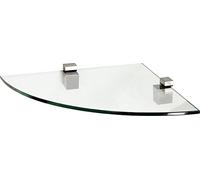 IB-Style - étagère Murale en Verre | 8 Variations | Tablette de Coin - 250 x 250 x 8 mm Blanc + Clips Bagi Acier Inoxydable