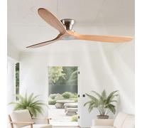 IBalody Ventilateur de plafond en bois sans lumière Ventilateur de plafond encastré avec télécommande 6 vitesses Ventilateur de plafond moderne sans lumière pour chambre à coucher, patio et intérieur