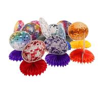 ibasenice 12 décorations rétro Disco - Petits centres de Table en nid d'abeille, Boule Disco colorée - Accessoires Vintage années 70-80 pour décorer Une Table d'anniversaire