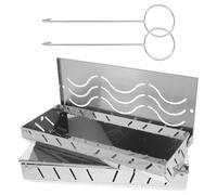 ibasenice 2 Pièces Boîte à Fumer pour Barbecue, Seau Fumoir pour Barbecue en Acier Inoxydable Argenté, pour Charbon et Gaz Propane, Cuisson Extérieure et Grillades de Viande et Légumes