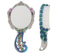 ibasenice 2 Pièces Miroir de Maquillage Peigne en Alliage Portable Rétro | Format Mini pour Paquet, Style Vintage Noble, Usage Maquillage et Voyage, pour Adolescentes