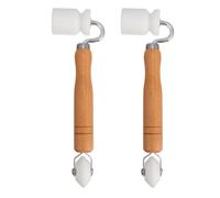 ibasenice 2 Pièces Rouleau à Manche en Bois pour Papier Peint Double Tête, Outil Multifonctionnel pour Décoration Automobile et Maison, Rouleau à Joint Lisse Blanc Professionnel