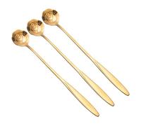 ibasenice 3 Pcs Cuillères à Café Longues en Acier Inoxydable Doré Résistantes Chaleur de Pétale pour Mélanger Dessert la Cuisine Maison