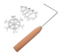 ibasenice 3 Pièces Moule à Biscuits Bunuelos en Alliage D’aluminium avec | Pâtisserie DIY Cuisine, Manche Long avec Prise en Bois, Argenté, Sûr Face à L’huile Chaude