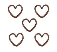ibasenice 5 Pièces Couronne Cœur en Rotin Marron, Décoration Sapin Noël, | Forme Cœur Créative, Usage Fête D’hiver, Facile à Installer, Ambiance Noël, Teinte Marron Naturelle