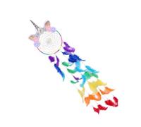 ibasenice Attrape-rêves Décoratif Licorne Fait Main, Coloré et Élégant, à Suspendre pour Chambre, Anniversaire ou Mariage, Décoration Murale Unique et Artisanale