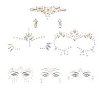 ibasenice Autocollants de Visage Strass Lumineux 3 Feuilles, Tatouages Temporaires Glow In The Dark en Rhinestone, pour Fête Costumée ou Carnaval