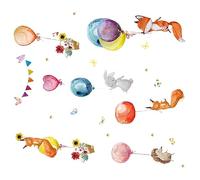 ibasenice Autocollants Délicates et Colorées Muraux en Pvc Motif Renard Ballon Amovibles Décorations Murales pour Chambre D'garçon et Filles, Bureau ou Salle à Manger