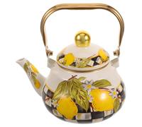 ibasenice Bouilloire à carreaux - Cafetière vintage en émail pour cuisinière à gaz - Bouilloire en porcelaine de 1,6 litre pour le camping, eau chaude, décoration de ferme, sans sifflement