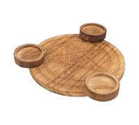 ibasenice Chandelier en Bois Pentagramme pour Table D'autel, Bougeoir Décoratif en Bois Naturel, Accessoire pour Rituels et Décoration Maison