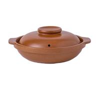 ibasenice Cocotte en Terre Cuite Naturelle avec Couvercle 1l pour Riz et Soupe, Marmite en Argile Solide et Design Classique, Cuisine Maison et Repas 1-2 Personnes