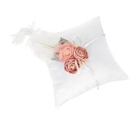 ibasenice Coussin Porte-alliances Blanc en Tissu de Fleur pour Mariage, Réutilisable et Facile à Ranger, Décoration Romantique pour Cérémonie Nuptiale
