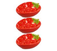 ibasenice Ensemble de 3 assiettes à apéritif en céramique mignonnes, coupelle à sauce dessert aux fraises, coupelles à assaisonnement, bols à bonbons, noix et autres amuse-gueules, bol à yaourt