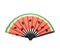 ibasenice Éventail Pliant Grand Format Pastèque Japonais Fluorescent UV Ventilateur Portable Multifonction pour Fête Rave Mariage Décoration Élégante