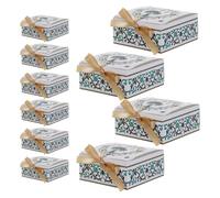 ibasenice Lot de 10 Boîtes Présents Carrées en Papier Motif Palmier et Croissant, Résistantes aux Chocs, Design Empilable, pour Événements à Domicile ou Boutiques