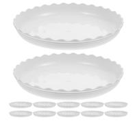 ibasenice Lot de 12 soucoupes Rondes en Plastique Blanc ondulé pour | Bac de récupération d'eau robuste pour pots de fleurs, plateau égouttoir, polypropylène épais résistant aux
