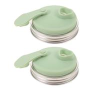 ibasenice Lot de 2 couvercles à large ouverture pour bocaux Mason, bouchon étanche de 8,6 cm avec bec verseur à clapet, couvercles en acier inoxydable pour pichets Mason, jus et boissons fraîches