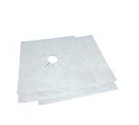 ibasenice Lot de 2 Protège-plaque de Cuisson à Gaz Argentés Cuisine, Feuilles Antiadhésives Réutilisables Trou Central Prédécoupé, Protection Résistante pour Four et Gazinière