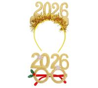 ibasenice Lot de 2 Set de Set de Serrage-têtes pour Fête du Nouvel An en Tissu Réutilisable, Accessoires Photo Festifs pour Célébrations de Vacances et Réveillon 2026