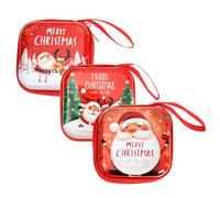 ibasenice Lot de 3 Mini Porte-Monnaie de Noël en Tôle Pochettes Carrées pour Bonbons Écouteurs et Câbles Fermeture Éclair Sécurisée Décoration Suspendue Sapin Présent Festif