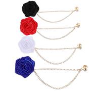 ibasenice Lot de 4 Broches Boutonnières Roses Pompon et Chaînette Accessoires Vestimentaires pour Mariage Décorations de Mariage en 4 Couleurs Adaptées pour Costume et Tenue de Cérémonie
