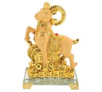 ibasenice Ornement Chèvre du Zodiaque Chinois 2027, Sculpture de Bélier Feng Shui avec lingots de prospérité, Petite Statuette de Mouton dorée pour Bureau ou Table, Cadeau de Collection pour Le