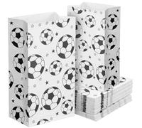 ibasenice Paquet en Papier Kraft Blanc Football 40 Pièces pour Fête D'anniversaire Garçon et Filles et Adultes, Sachets Bonbons Thème Football, Pochettes Présents pour Fête