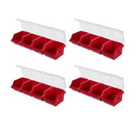 ibasenice Plastique Boîte de Rangement à Vis 4 Pièces, 4 Compartiments | Accès Rapide, Design Empilable, Couvercle Transparent, pour Atelier et Pièces Métalliques