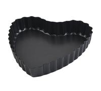 ibasenice Plat de Cuisson en Acier Carbone Forme Cœur Fond Plat Amovible Résistant Haute et Basse Température pour Pâtisserie et Dessert