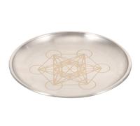 ibasenice Plateau Décoratif Rond en Fer Argenté, Porte-Bougie Rituel Pratique et Bien Poli, pour Rangement Bijoux et Objets Sacrés la Maison