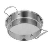 ibasenice Poêle à paella double anse en acier inoxydable - 21 cm de diamètre, avec double poignée, antirouille, idéale pour les restaurants, les hôtels et la maison.