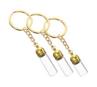 ibasenice Porte-clés Bouteille de Parfum en Verre 3 Pièces Bouchon Acrylique Doré, Design Décoratif et Doseur D'huile Essentielle, pour Paquet à Dos ou Coffret
